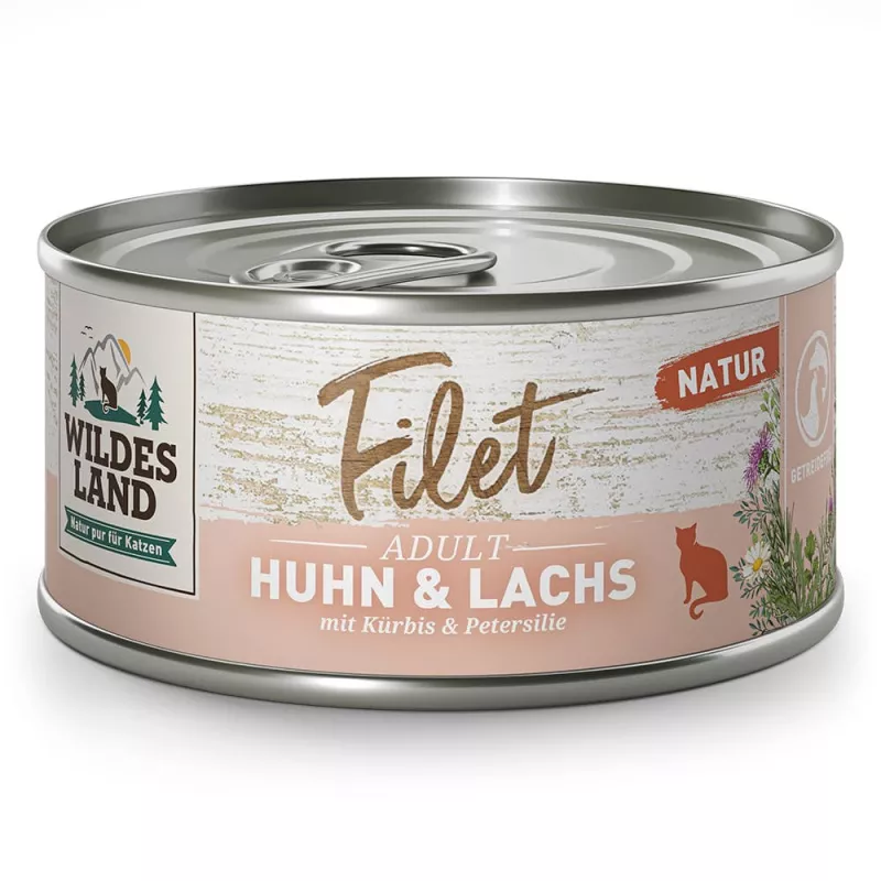 Wildes Land Nassfutter Filet Huhn & Lachs mit Kürbis & Petersilie 80g